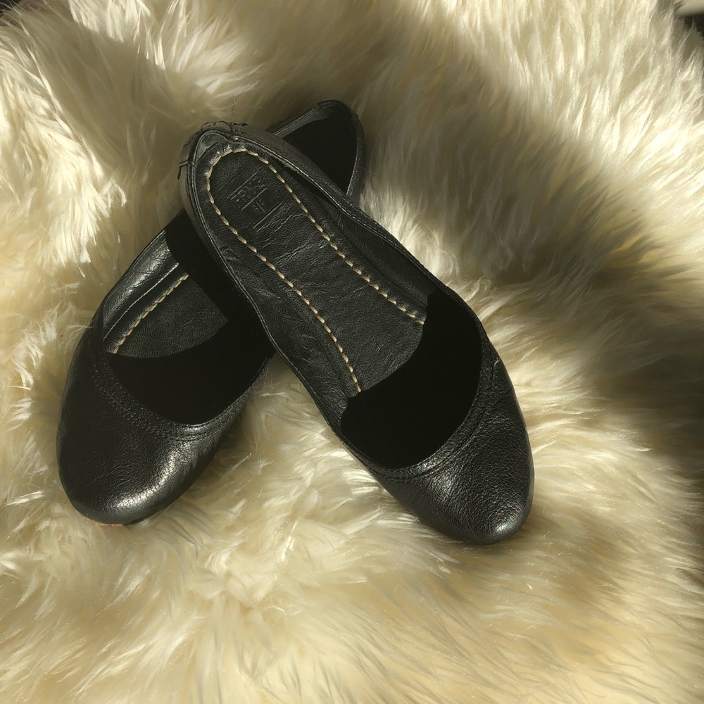 Black Frye leather flats